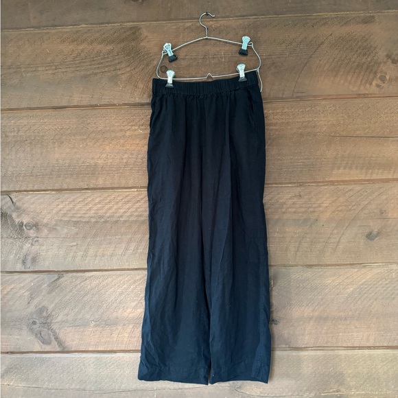 Madewell Black Linen Cotton Blend Wide-Leg Pants Women’s Size S - Picture 1 of 7